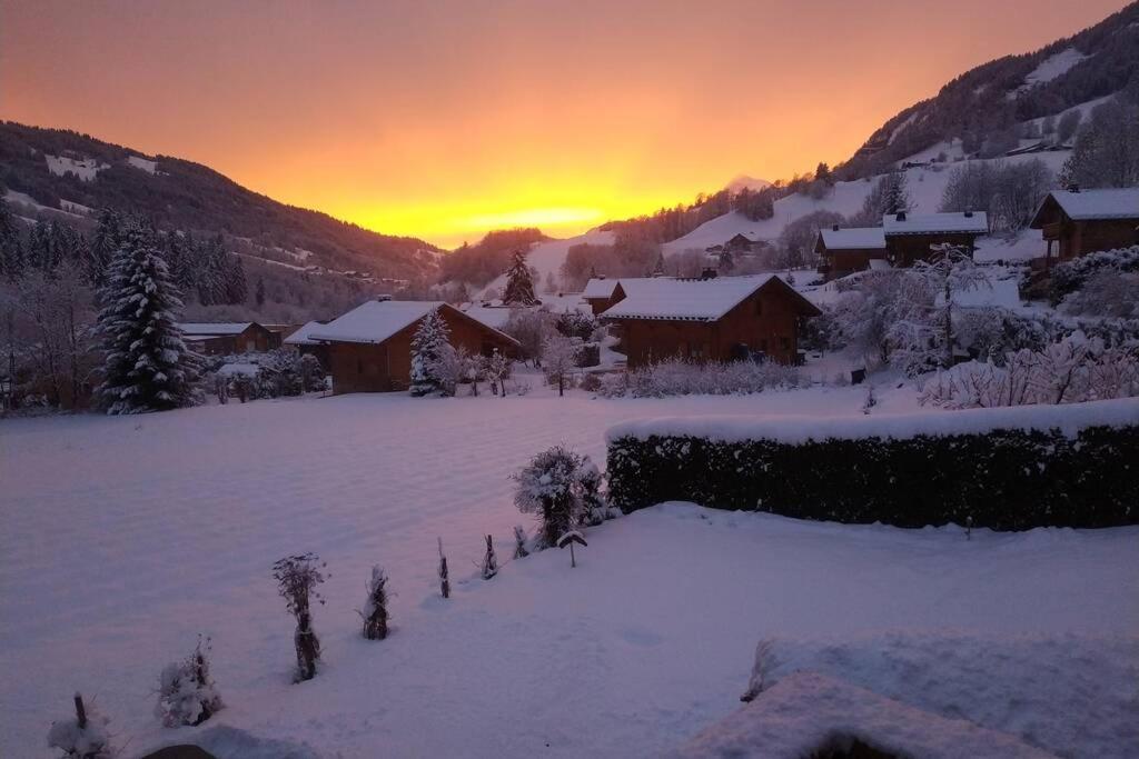 A4 Km De Megeve Tres Joli Studio Avec Jacuzzi ,Vue Sur Les Montagnes Au Calme Praz-sur-Arly Zewnętrze zdjęcie
