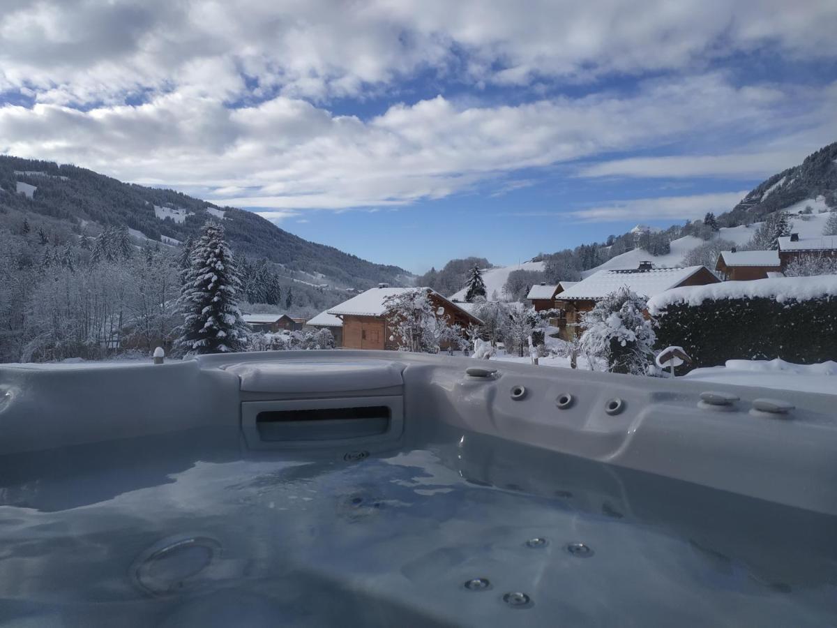 A4 Km De Megeve Tres Joli Studio Avec Jacuzzi ,Vue Sur Les Montagnes Au Calme Praz-sur-Arly Zewnętrze zdjęcie