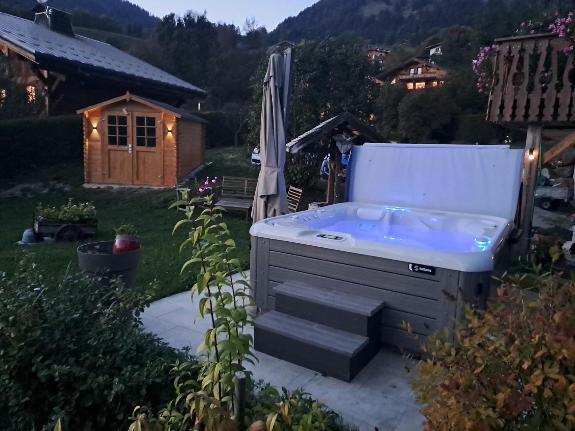 A4 Km De Megeve Tres Joli Studio Avec Jacuzzi ,Vue Sur Les Montagnes Au Calme Praz-sur-Arly Zewnętrze zdjęcie